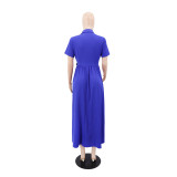 SC Solid Color Short Sleeve Maxi Dress GYLY-10991