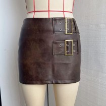 SC Retro PU Leather Mini Skirt GPBY-8139
