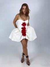 SC Flowers Embellished Sling Puffed Mini Dress GMYU-11195