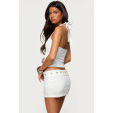 SC Solid Color Sleeveless Two Piece Skirts Set ASL-6813