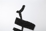 SC Rivet Sexy Hollow Out Backless Romper DLSF-K6Q01028A