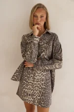 SC Retro Leopard Print Lapel Collar Coats GYAN-894