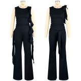 SC Solid Color Sleeveless Two Piece Pants Set ASL-6816