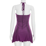 SC Sexy Halterneck Solid Color Mini Dress GSZM-D26DS020