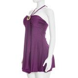 SC Sexy Halterneck Solid Color Mini Dress GSZM-D26DS020