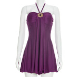 SC Sexy Halterneck Solid Color Mini Dress GSZM-D26DS020