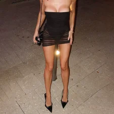 SC Mesh Sleeveless Tube Top Dress GSZM-D26DS068
