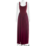 SC Solid Color Sleeveless Chiffon Slit Maxi Dress GSZM-D26DS024