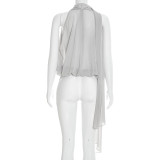 SC Solid-Color Chiffon Sleeveless Tops GSZM-D26TP029