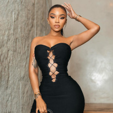 SC Sleeveless Off Shoulder Bandage Dress GSZM-J26DS045