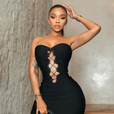 SC Sleeveless Off Shoulder Bandage Dress GSZM-J26DS045