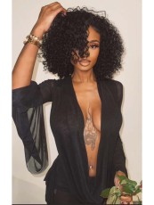 SC Mesh See Thorugh Deeo V Neck Mini Dress CH-26101