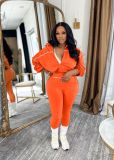 SC Solid Color Long Sleeve Zipper Two Piece Pants Set SH-391525
