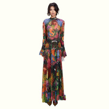 SC Long Sleeve Print Mesh Maxi Dress GZJQ-K6S00285A