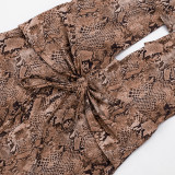 SC Deep V Neck Snake Print Backless Romper GDSF-D26RP009