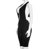 SC Solid Color Tie Up Halterneck Romper GDSF-C26JP020