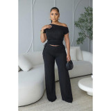 SC Solid Color Sleeveless Drawstring Two Piece Pants Set ASL-6818