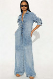 SC Fashion Denim Long Sleeve Jumpsuit GAKF-60116