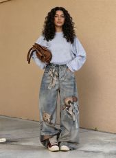 SC Plus Size Bear 3D Printed Loose Jeans GYLN-6035