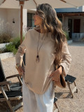 SC Solid Color Loose Long Sleeve Tops GZEY-K26120055