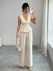 SC Sleeveless Solid Color Two Piece Pants Set GZEY-K26190125