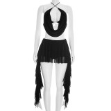 SC Sexy Tie Up Tops Ruffles Skirt 2 Piece Set GSZM-D26ST055