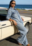 SC Fashion Denim Long Sleeve Jumpsuit GAKF-60116