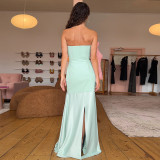 SC Solid Color Strapless Slim Maxi Dress GSZM-C26DS075