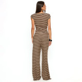 SC Knits Stripe Patchwork Loose Two Piece Pants Set GSZM-J26ST078