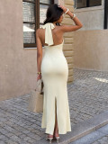 SC Halterneck Solid Color Backless Maxi Dress GZEY-D26230038