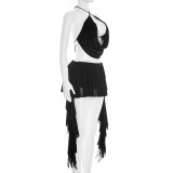 SC Sexy Tie Up Tops Ruffles Skirt 2 Piece Set GSZM-D26ST055