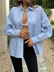 SC Stripe Lapel Long Sleeve Shirt GZEY-K26120066