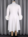 SC Plus Size Solid Color Long Sleeve Midi Dress GKEN-ADR060207