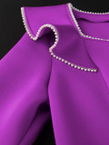 SC Plus Size Ruffles Long Sleeve Pearl Patchwork Midi Dress GKEN-AM040935