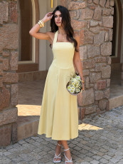 SC Halterneck Solid Color Backless Maxi Dress GZEY-D26230054