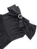 SC Slash shoulder Rhinestone Bow Fringe Midi Dress GKEN-ADR051214