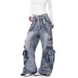 SC Fashion Multi Pockets Straight Jeans GQLF-910