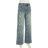 SC Snake Print Straight Jeans GQLF-1627
