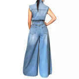 SC Sleeveless Washed Denim Jumpsuit GQLF-88680
