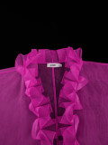 SC Plus Size Ruffled Lantern Sleeve Robe Pants Suit GKEN-AOW060162