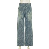 SC Snake Print Straight Jeans GQLF-1627