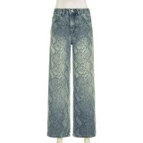 SC Snake Print Straight Jeans GQLF-1627