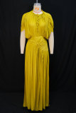 SC Solid Color Pleated Maxi Dress GANY-1515