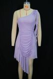 SC Solid Color Single Shoulder Ruffles Midi Dress GANY-LB1705