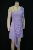 SC Solid Color Single Shoulder Ruffles Midi Dress GANY-LB1705