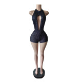 SC Sexy Backless Print Sleeveless Romper MEM-88685