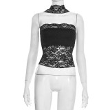 SC Solid Color Lace Scarf Strapless Top GSBW-Q25TP439
