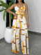 SC Sling Print Crop Top Two Piece Pants Set GYLY-10642