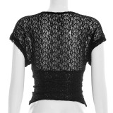 SC V Neck Lace Short Sleeve T Shirt GSBW-J26TP051