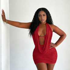 SC Halterneck Sleeveless Backless Mini Dress GDSF-D26DS035